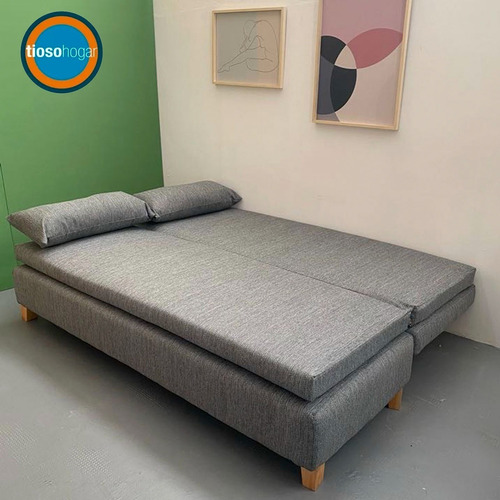 Imagen 5 de 10 de Sofa Cama 2 Plazas 2 Cuerpos Living Escandinavo Convertible