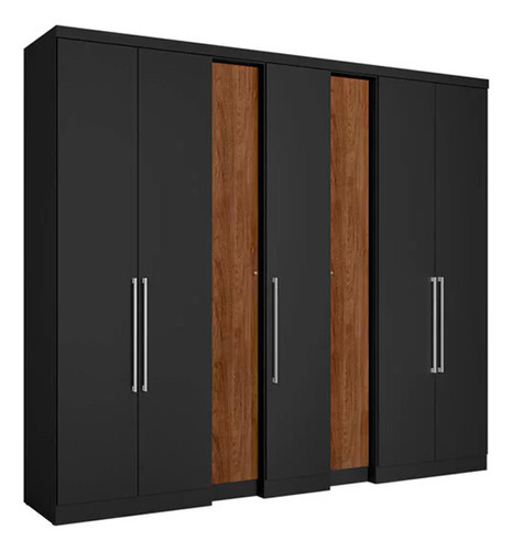 Guarda Roupa Selecto 7 Portas 4 Gavetas Thb Cor Preto/Carvalho