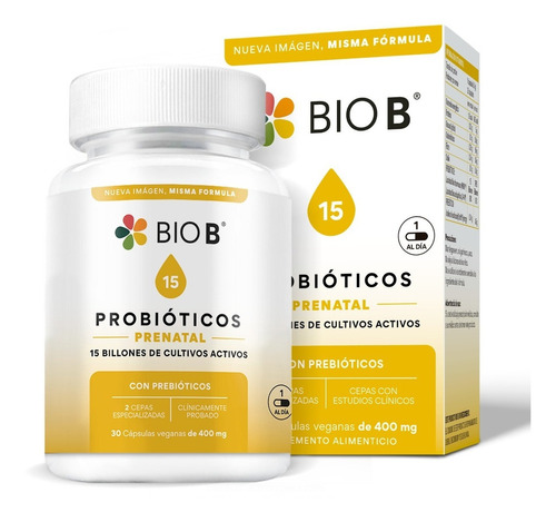 Bio B 30 Cápsulas Probióticos Prenatal 15 Billones Sabor N/A