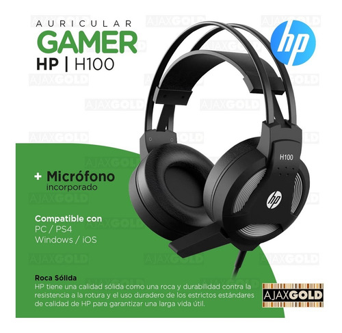 Imagen 5 de 9 de Auricular Gamer Hp H100 Pc Notebook Microfono X2 Jack Indep.
