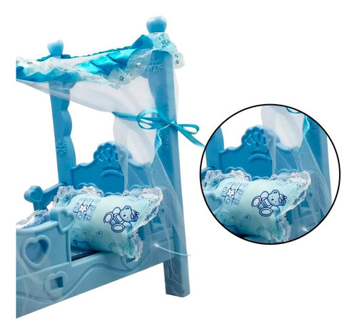 Berço Boneca Colchão Mosqueteiro Azul Bercinho Infantil