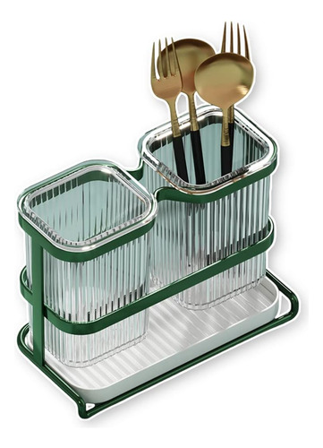 Soporte De 2 Compartimentos Para Utensilios De Cocina Con Ba