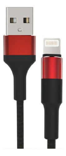 Cable Carga Para Lightning Para iPhone 3 Metros Reforzado. Color Negro/rojo
