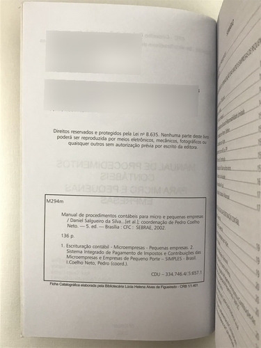 Livro Manual De Procedimentos Contábeis Para Micro E Pequena Empresa - A5