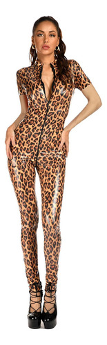 Body De Leopardo De Pvc Y Pvc Charol Disfraz De Mujer