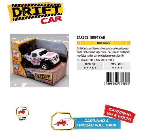 Carrinho De Fricção Drift Car Vai e Volta Sortido Polibrinq CAR701