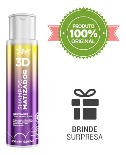 Shampoo Magic Color Matizador 3d 500ml#original#brinde#