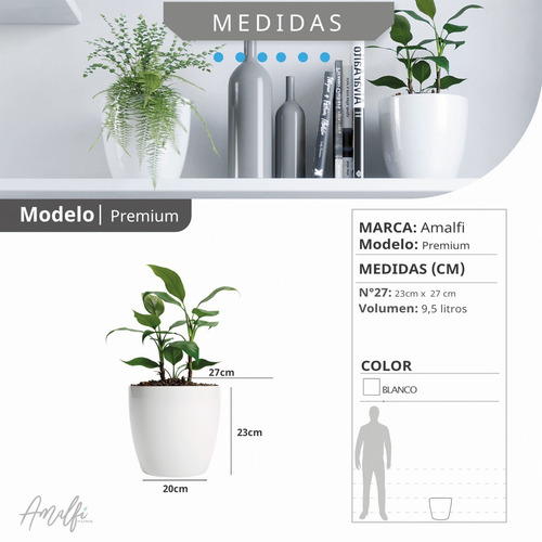 Imagen 2 de 7 de Maceta De Plástico Premium N 27 Nórdica Decorativa Amalfi