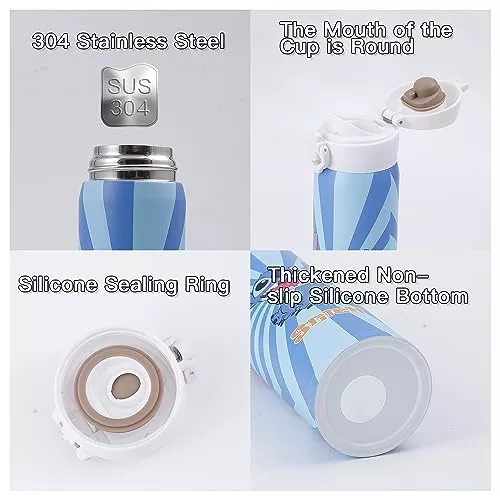 Cartoon Stitch Water Bottle, 16.9oz Vacuum Insulated Ohana Lilo Stitch  Stainless Steel Cup Thermoses with Locking Cover Leak-Proof Design(BOT-sdzi  A)
