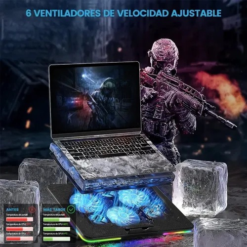 Imagen 7 de 7 de Laptop Accesorios Base De Refrigeración Con 6 Ventiladores
