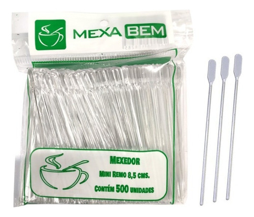 Mexedor Cafe Palheta Plastica C/ 500 Un Mexedor Descartavel Cor Transparente/Cristal