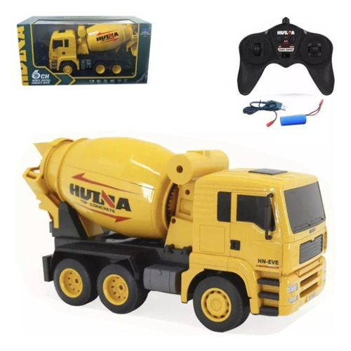 Camión A Control Remoto Mezclador 1/18 Huina Bateria Usb Col Amarillo