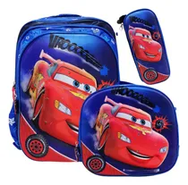 Comprar Mochila Escolar Cars Rayo Mcqueen Lonchera Y Cartuchera
