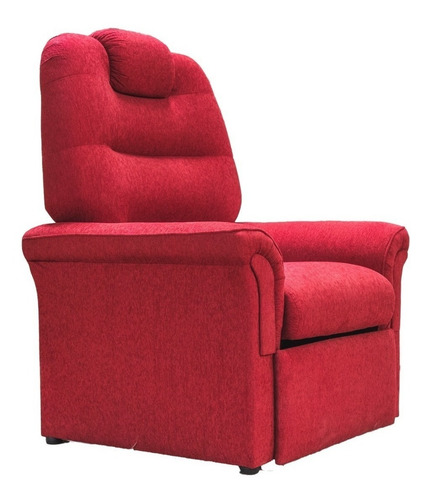 Poltrona reclinable Tu Sillon Ya Reclinable Reclinable Simple de 1 cuerpo color rojo de chenille y patas color negro de plástico