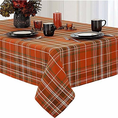 Mantel Para Mesa Rectangular Decorativo Naranja Con Cuadros