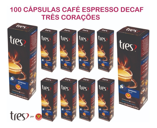 100 Cápsulas Café Espresso Decaf 3 Corações+brinde-imediato