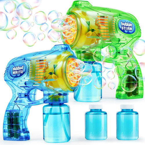 Kit Lanzador Joyin 2 Bubble Guns Con Solución De 2 Burbujas