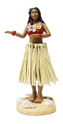 Hula Girl Mini Size Dashboard Doll 45high Con Rafia Skirt Mu