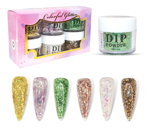 Decoración Para Uñas Glitter Hojuelas Cola De Sirena 6pz