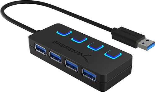 Adaptador Sabrent De 4 Puertos Usb 3.0 Hub Con Interruptores