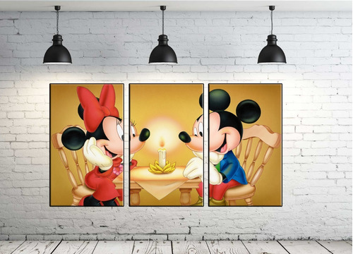 Cuadro Decorativo Mike Mouse Disney 3 Piezas 30 X 50 Cm