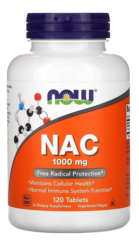 Now Nac N-acetyl Cisteína 1000mg X 120 Caps