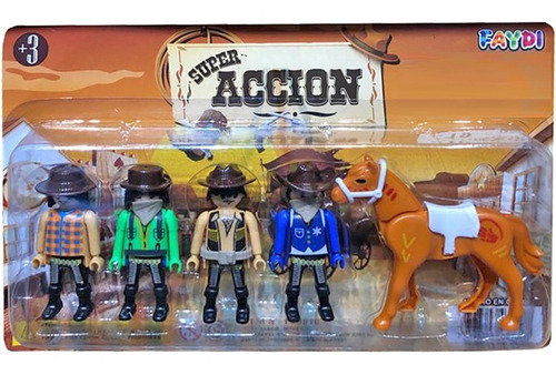 Imagen 2 de 4 de Set Muñecos Cowboy Indio Pirata C/ Caballo Nvo 9810 Bigshop