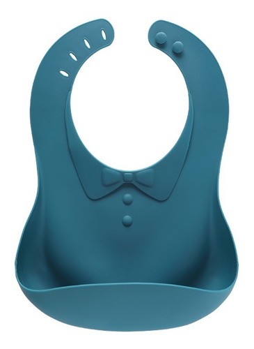 Babero Para Bebé De Silicona Lavable Ajustable Diseño Camisa Color Azul Marino Babero Camisa Talla 4 Meses En Adelante
