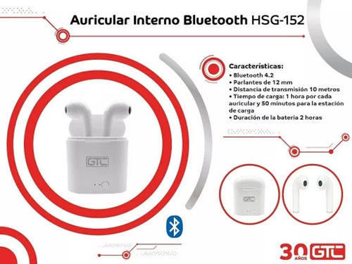 Auricular Gtc Bluetooth Twins Inalambrico Sin Cable Hsg152