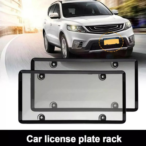 Par De Cubre Placa Automotriz Micas Trasparentes Universal Gris