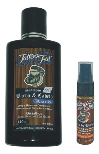 Shampoo (grisalhos) + Óleo De Barba Tattoo Trat 