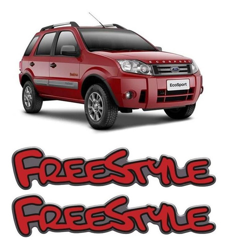 Par Adesivos Emblema Freestyle Vermelho Resinado Ecosport