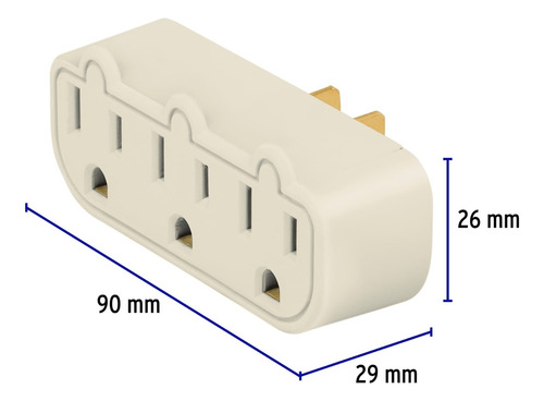 Multicontacto 3 Entradas Enchufe Pared Tierra Aterrizado 15a