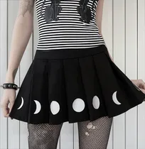 Comprar Falda Tableada Lunar Faces Kawaii Grunge Goth Dark Punk