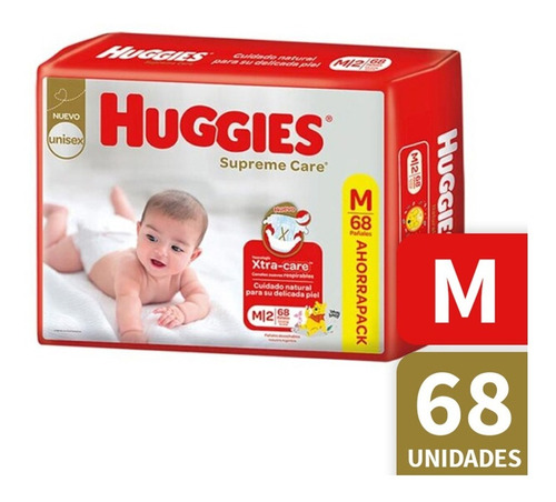 Pañales Huggies Supreme Care Ahorrapack Mensual M X 68u