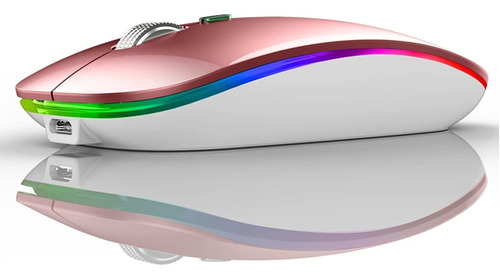Mouse Uiosmuph G12 Inalambrico Luces Led Rosa Oro
