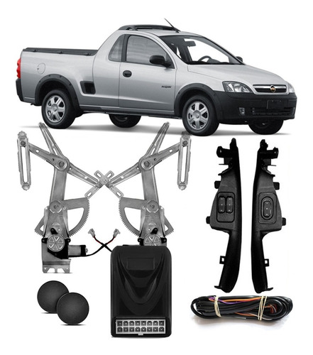 Kit Vidro Elétrico Montana 2003 2004 2005 2006 2007 2009 Corsa Novo 4 Porta Dianteiro Com Modulo Sensorizado