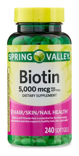 Biotina 5000 Mcg Spring Valley® - 240 Capsulas - Eua