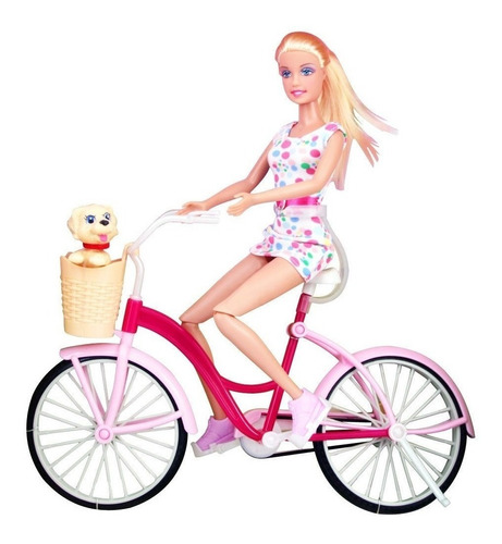 Muñeca 29cm Defa Lucy Bicicleta Glam Con Perrito Ref. 8276