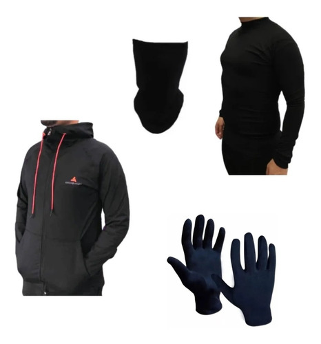 Combo Inv!campera Deportiva+camiseta Termica+cuello Guantes