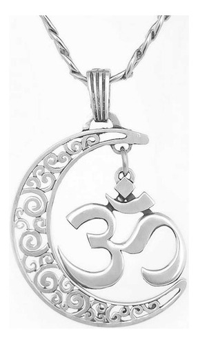 Dije Luna De Shiva Con Simbolo Om Plata 4,5 Cm 9 Gr Art 12 