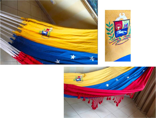 Hamaca Tricolor Grande Escudo De Venezuela Matrimonial