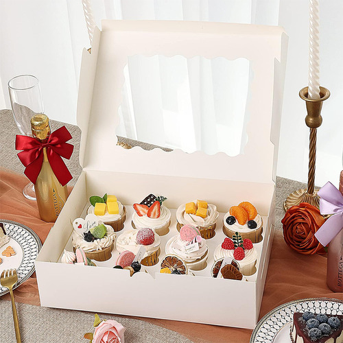 12 Cajas Pasteles Con Ventana Para 12 Cupcakes Muffins Donas