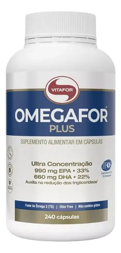 Ômega 3 Omegafor Plus Vitafor 240 Cápsulas Óleo de Peixe Sem Sabor