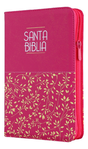 Biblia Grande Cristiana Reina Valera 1960 Estuche con cierre Fucsia Letra grande de 12 Puntos Canto Rosado editorial Sociedad Bíblica tapa blanda en español
