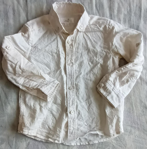 Camisa Blanca Mon Caramel Talla 2t De Manga Larga Para Niño