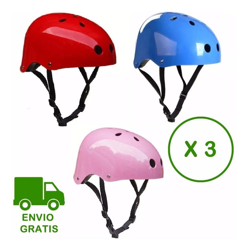 Pack 3 Cascos Niños Bicicleta Patines Skate / Tecnofactory