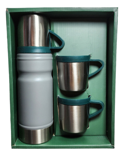 Set Termo Acero Inoxidable 3 Tazas + Estuche Regalo Termico