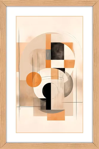 Marco decorativo abstracto de 60 x 40 cm, moderno, virtual, color 3D,  Img01, color Paspatur Wood