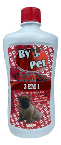 Shampoo Pet Cães Gato Uso Veterinário Brilho E Maciez 500ml Fragrância 3 Em 1